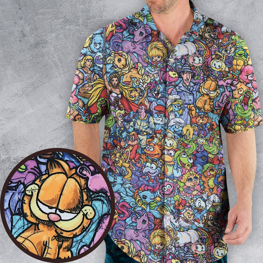 80s Throwback Cartoon Pattern Hawaiian Shirt